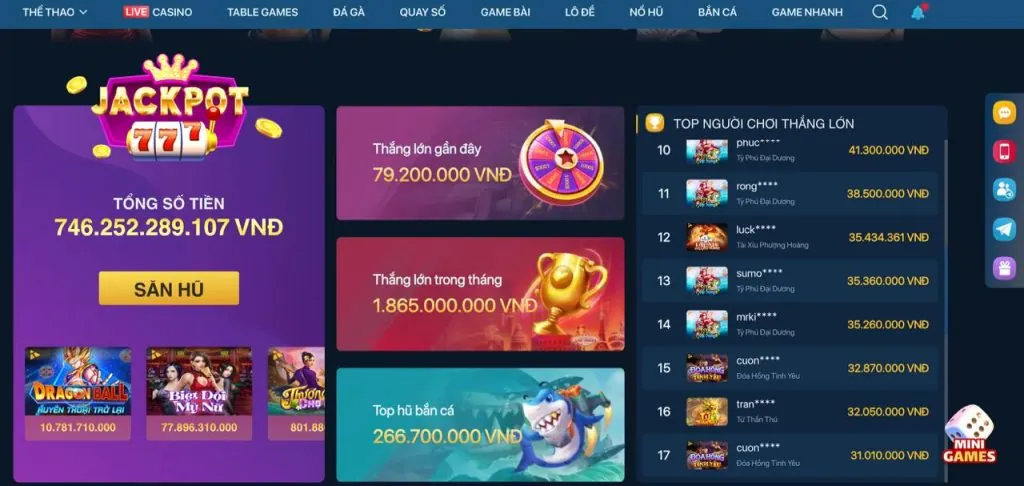 Đa dạng game quay hũ